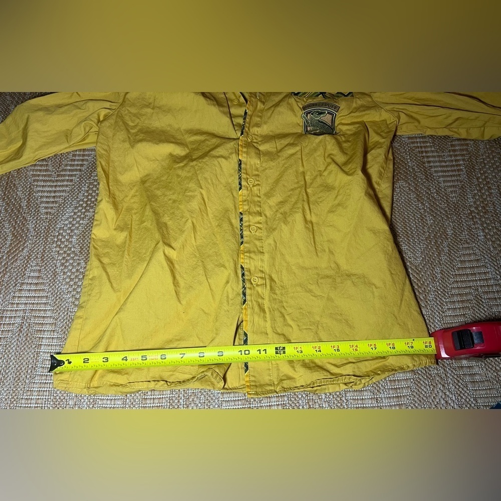 Harry Potter Women's Hufflepuff Yellow Plaid Button Up Long Sleeve Shirt,Size S - Picture 8 of 10